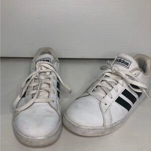 Adidas kids grand court white black low top sneakers youth size 3‎